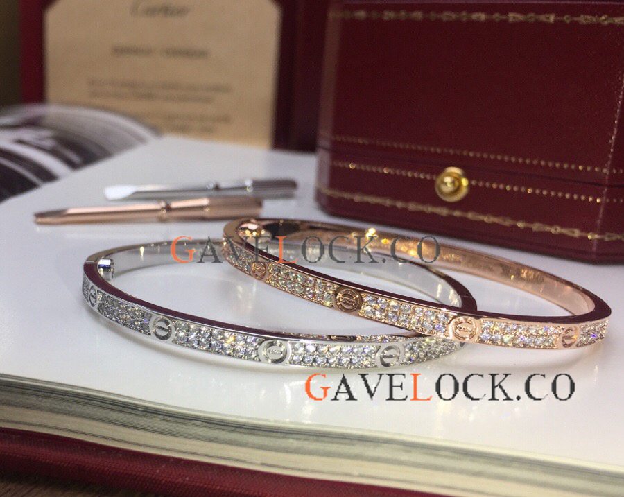 Iced Out Diamond Cartier Love Thin Bracelet with Screws